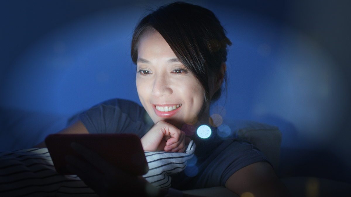 woman watching movie on phone